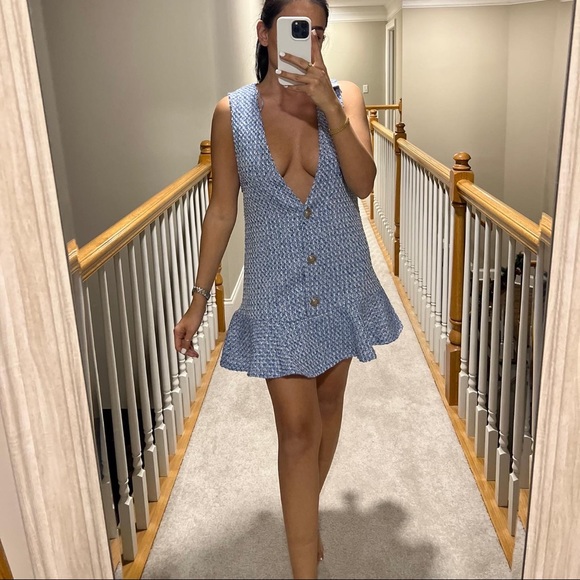 ZARA Ruffled Textured Pinafore Dress - Picture 11 of 13